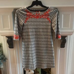 Business casual black and white dress